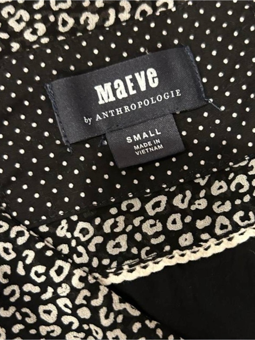 Anthropologie Maeve Black & White Leopard Dot Dress
